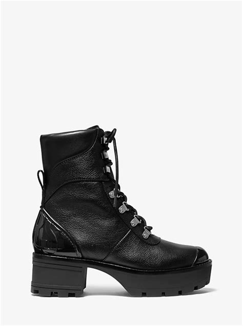 michael michael kors khloe leather combat boot|Michael Kors boots high heel.